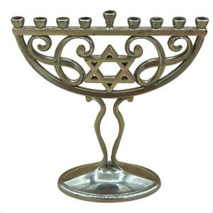 Menorah Silvertone Chanukah Candle Holders Chanukah 4 3/4”Rite Lite Judaica